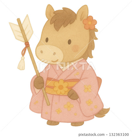 [新年] 一匹馬拿著箭的插圖 132363100