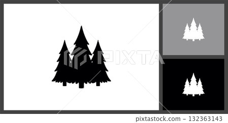 Pine Trees Forest Silhouette Icon for Nature and Outdoor 132363143