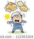 Illustration of factory/site workers surprised by falling or flying objects such as cardboard boxes | Unsafe behavior, unsafe conditions, risk 132363264
