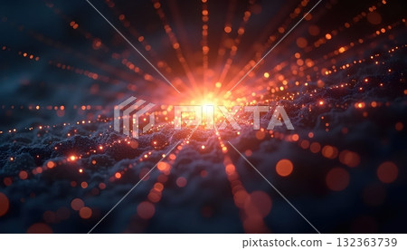 Futuristic Network Web Illuminated by Quantum Flow Dynamics 132363739