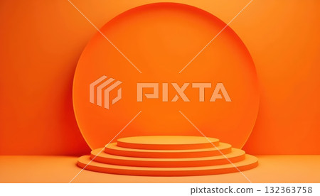 Modern Geometric Podium Display with Layered Circular Patterns 132363758