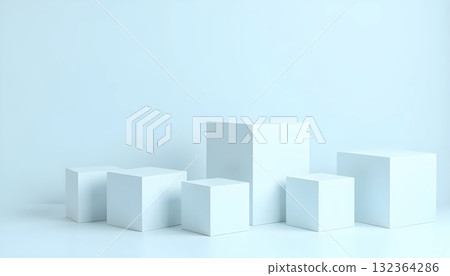 Clean White Cubes With Subtle Blue Accents for Minimal Interiors Clean White Cubes With Subtle Blue Accents for Minimal Interiors 132364286