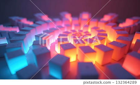 Dynamic Geometric Arrangement With Glowing Gradient Highlights Dynamic Geometric Arrangement With Glowing Gradient Highlights 132364289