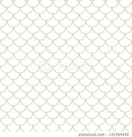 SEO Title: Beige Fish Scale Seamless Pattern Vector. Mermaid Skin and Geometric Wave Background. 132364436
