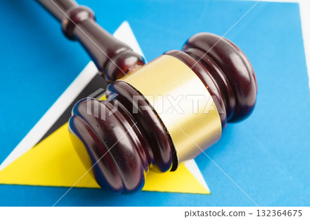 Saint Lucia law, Legal, justice and agreement, wooden court gavel on flag. Saint Lucia law, Legal, justice and agreement, wooden court gavel on flag. 132364675