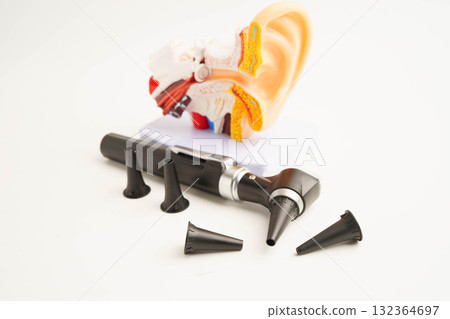Otoscope for audiologist or ENT doctor use otoscope checking ear and treate hearing loss problem. Otoscope for audiologist or ENT doctor use otoscope checking ear and treate hearing loss problem. 132364697