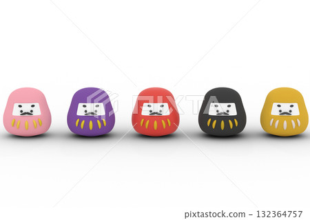 Five-colored Daruma Set (Auspicious Item/Japanese 3D Material) Five-colored Daruma Set (Auspicious Item/Japanese 3D Material) 132364757