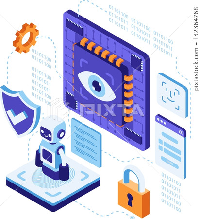Isometric AI Cybersecurity System with Biometric Identification Method Isometric AI Cybersecurity System with Biometric Identification Method 132364768