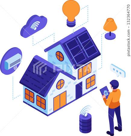 Isometric Smart Home Automation System and IoT Devices Isometric Smart Home Automation System and IoT Devices 132364770