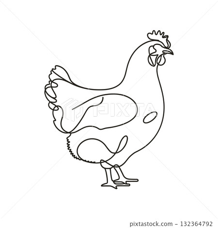 Chicken One Line Drawing Vector. Minimalist Bird Sketch Vector Chicken One Line Drawing Vector. Minimalist Bird Sketch Vector 132364792