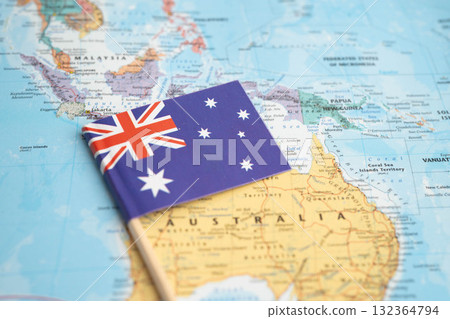 Bangkok, Thailand December 10, 2023 Australia map in world map paper. 132364794