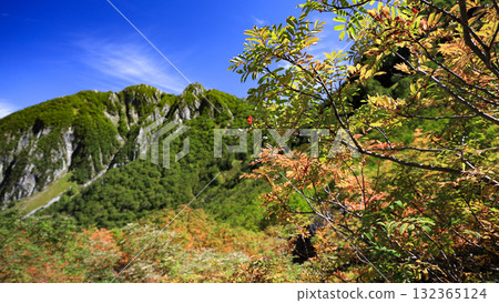 Northern Alps: Autumn on the road to Karasawa Cirque: Spectacular views of Byobuiwa Rock and Byobunotoge Northern Alps: Autumn on the road to Karasawa Cirque: Spectacular views of Byobuiwa Rock and Byobunotoge 132365124