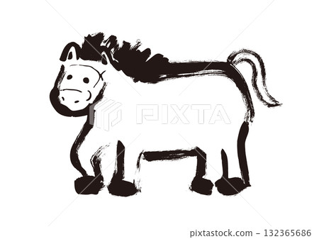 Horse frame illustration New Year's card material 132365686
