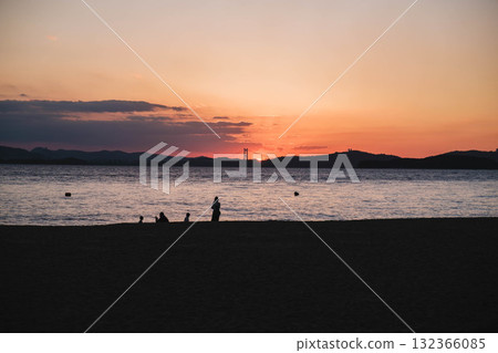 [Shibukawa Coast] A beautiful sunset and impressive coastal scenery 132366085