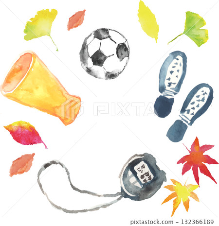 秋季運動插畫運動器材向量 秋季運動插畫運動器材向量 132366189