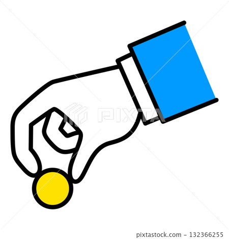 Hand holding a coin 132366255