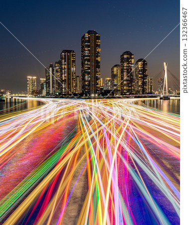 High-rise apartment buildings seen from Eitai Bridge over the Sumida River 132366467