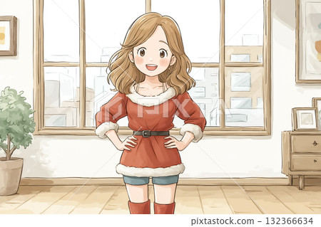 Miyu Series: Santa illustration of high school student Miyu 132366634