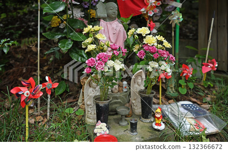 Jizo statue on the forest path Jizo statue on the forest path 132366672