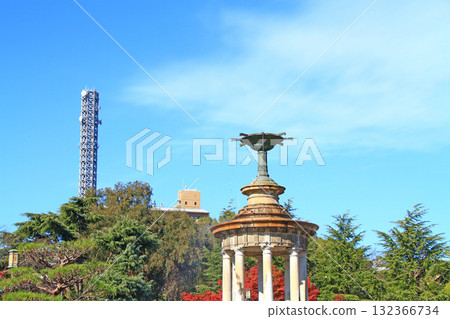 愛知縣名古屋市鶴舞公園噴泉塔風景 132366734