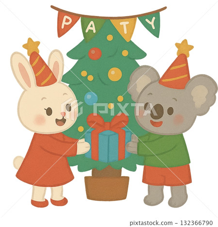 無尾熊和兔子過聖誕節 132366790