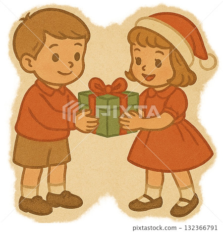 貼紙風格的聖誕插圖 132366791