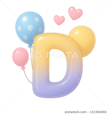 Letter D with balllon Letter D with balllon 132366888
