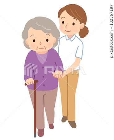 老年人在支持/照顧下行走 老年人在支持/照顧下行走 132367197