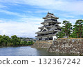 Looking up at Matsumoto Castle's castle tower 132367242