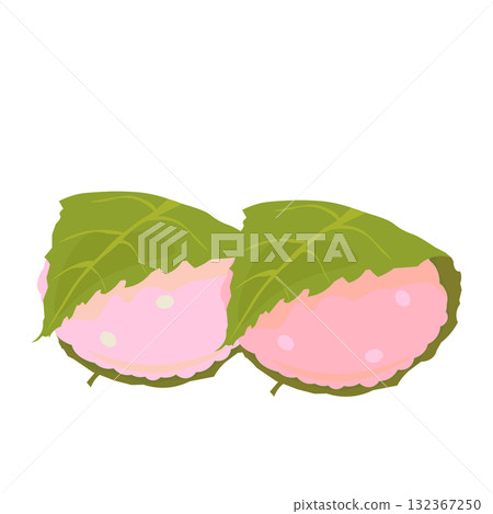 Vector illustration of two sakura mochi lined up Vector illustration of two sakura mochi lined up 132367250