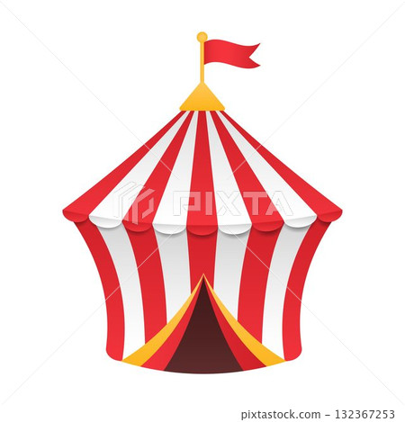 Vector illustration of a circus tent isolated on transparent background. Vector illustration of a circus tent isolated on transparent background. 132367253