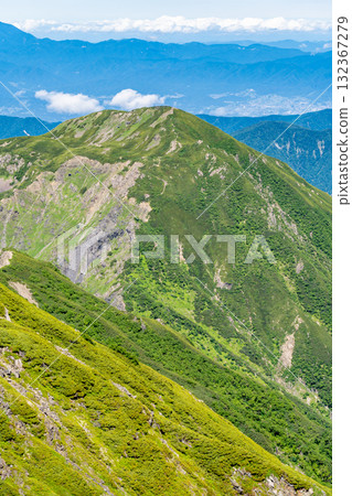 從奧聖山頂眺望兔山。聖山和兔山正在攀登南阿爾卑斯山。 132367279