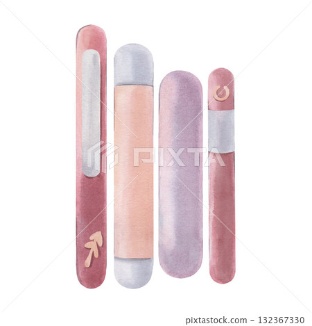 Blank book spines. Hand-painted watercolor illustration isolated on white background. Ideal for book cover design, branding, stationery, mockups, vintage or literary themed projects 132367330