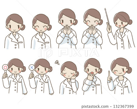 Hand-drawn dietitian upper body set 132367399