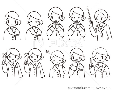 手繪營養師上半身套裝黑白1 132367400