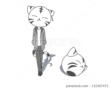 戴著老虎面具的人的插圖 132367472