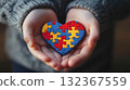 Kid  hands holding puzzle heart, ADHD concept. 132367559