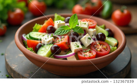 Tofu and olive salad 132367839