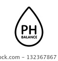 PH balance icon. Neutral water level. Water PH measure. Neutral balance skin. Drop line icon. Healthcare design web symbol. Vector illustration isolated on white background 132367867