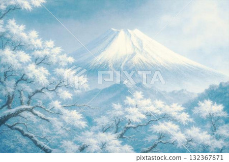 Mount Fuji in the dead of winter, seen from the snow-covered Mount Chojagatake Mount Fuji in the dead of winter, seen from the snow-covered Mount Chojagatake 132367871
