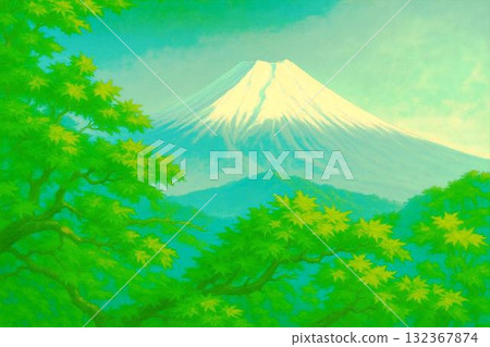 初春時節，從長者嶽眺望白雪皚皚的富士山 132367874