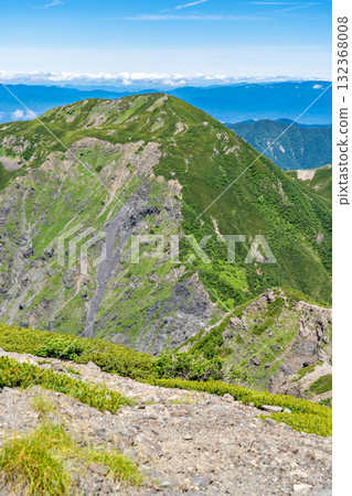 從前廣岳眺望天兔山。天兔山和攀登南阿爾卑斯山。 從前廣岳眺望天兔山。天兔山和攀登南阿爾卑斯山。 132368008