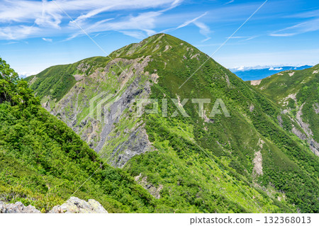 從前廣岳眺望天兔山。天兔山和攀登南阿爾卑斯山。 從前廣岳眺望天兔山。天兔山和攀登南阿爾卑斯山。 132368013