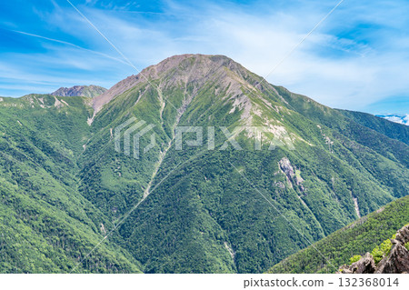 從前廣岳眺望赤石岳。攀登南阿爾卑斯山的聖岳和兔岳。 從前廣岳眺望赤石岳。攀登南阿爾卑斯山的聖岳和兔岳。 132368014