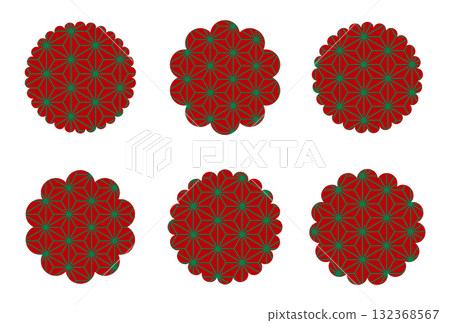 Christmas colored hemp leaf pattern flower motif Christmas colored hemp leaf pattern flower motif 132368567