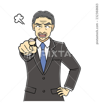 Angry middle-aged man in a suit pointing his finger, upper body 132368663