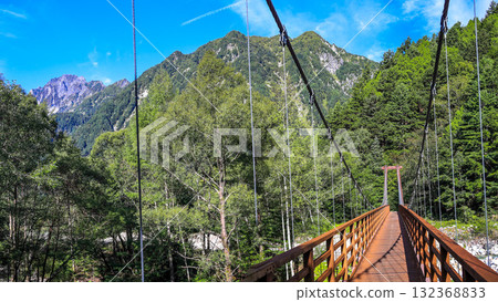 Autumn in the Northern Alps: Road to Karasawa Cirque, Yokoo Bridge and Mount Maehotaka 132368833