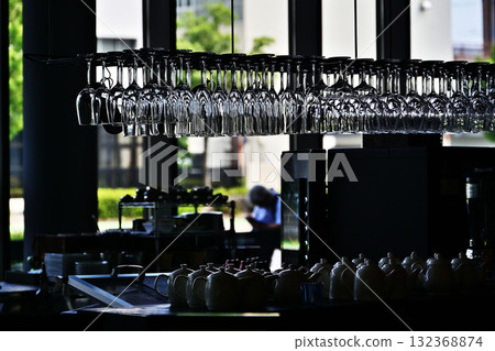 Glasses on the shelf 132368874