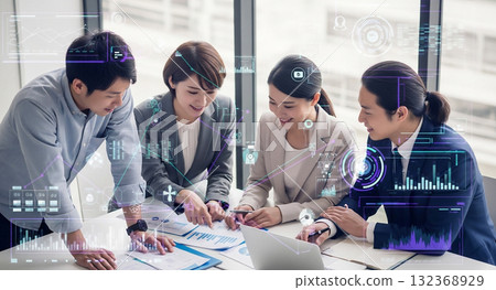 Business people meeting with digital overlay Business people meeting with digital overlay 132368929
