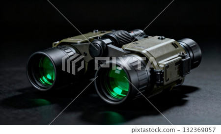 Night Vision Goggles on Dark Background Technology Display Night Vision Goggles on Dark Background Technology Display 132369057
